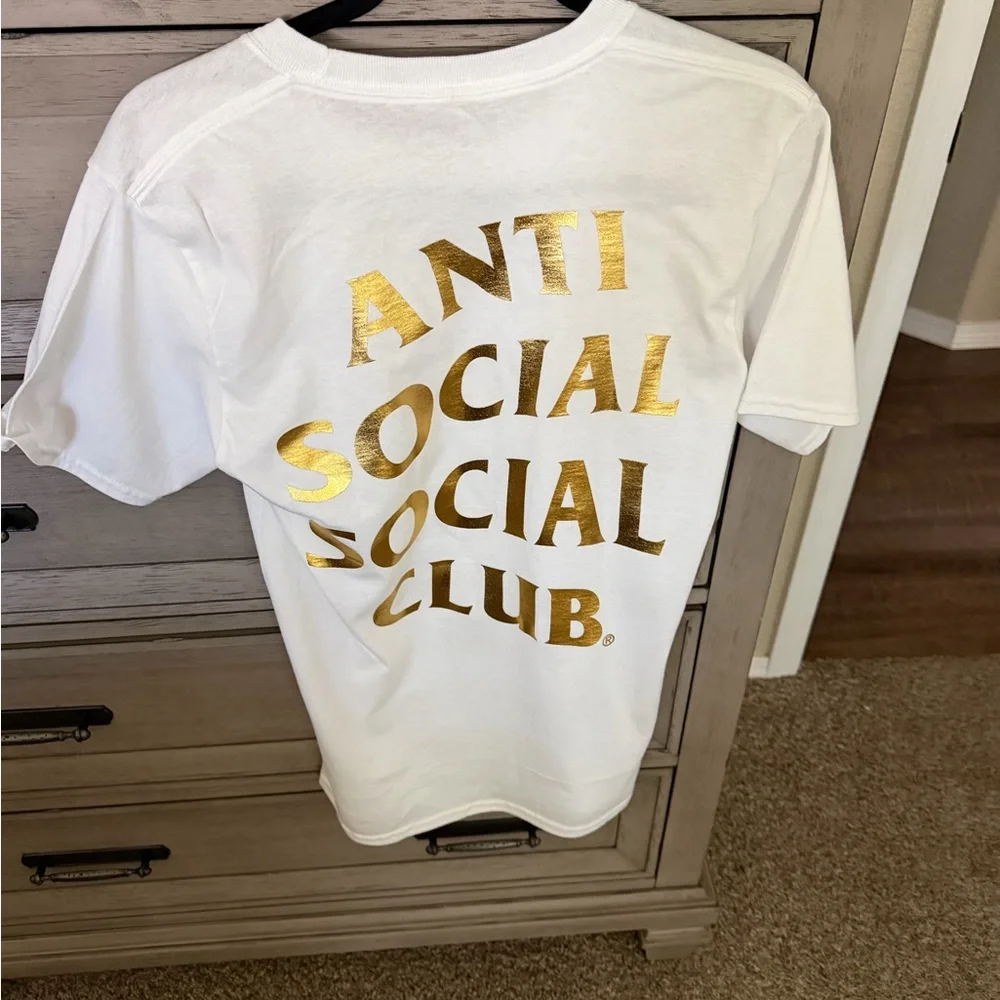 Anti Social Social Club White T‑Shirt with Gold Foil Logo